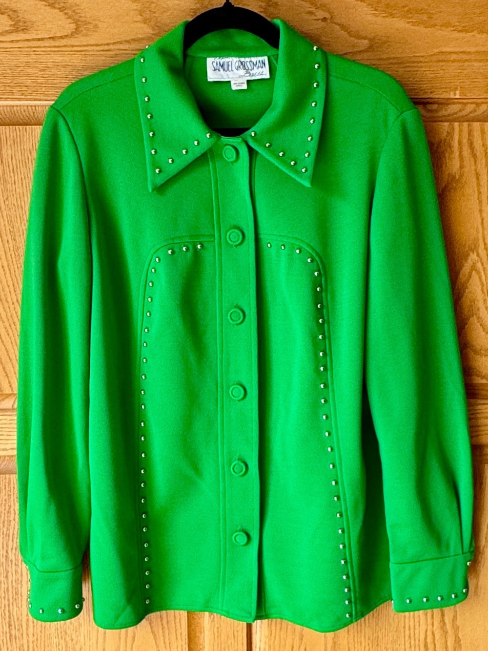 VINTAGE Samual Grossman Studded Kelly Green Mod Jacket